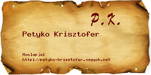 Petyko Krisztofer névjegykártya